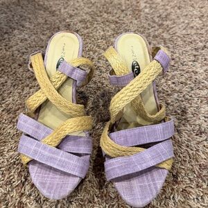 Rue21 Lavender and Natural Braided Espadrille Wedge Sandals